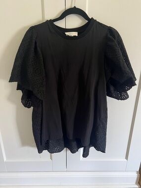 Tuckernuck Pomander Place eyelet sleeve and back top Black Eyelet Emi Tee